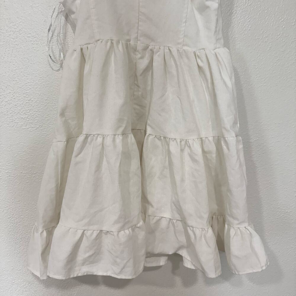 Lulus Tier-ly Delightful White Tie-Strap Tiered Bustier Mini Dress Size Small - Picture 8 of 12